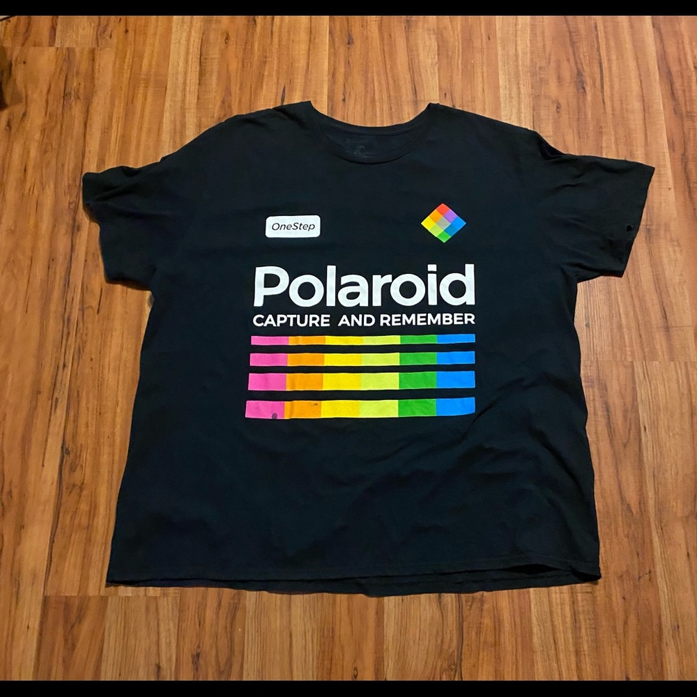 Polaroid Unisex Black & Rainbow Short Sleeve T-Shirt Size 3XL Plus Size